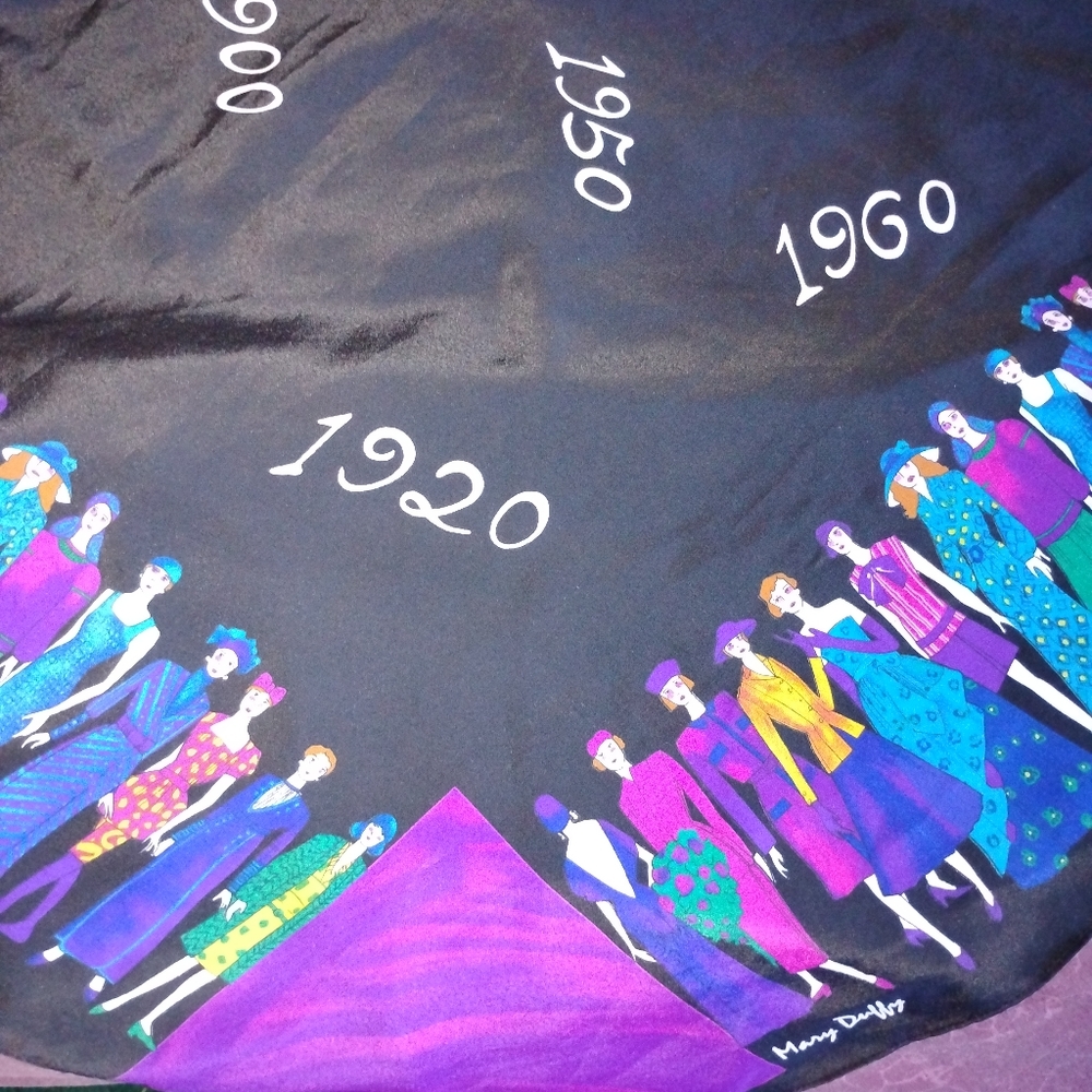 Mary Duffy Scarf, Black / Multi-Colored, Polyester, Women's, Pre-owned - Picture 3 of 7